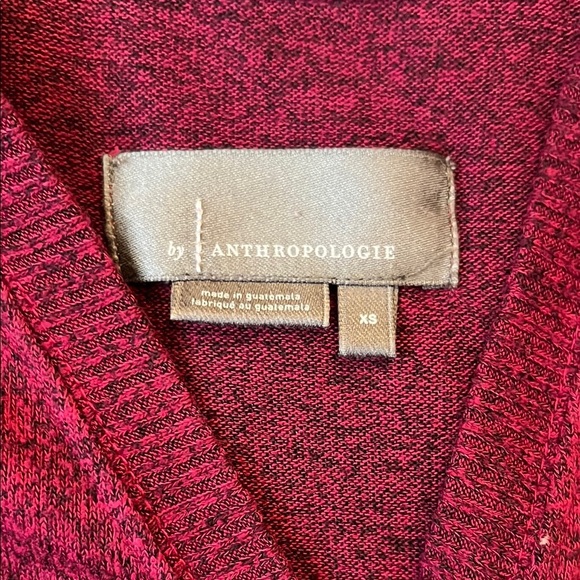 Anthropologie Red V-Neck Sweater with Textured Knit - Picture 4 of 5